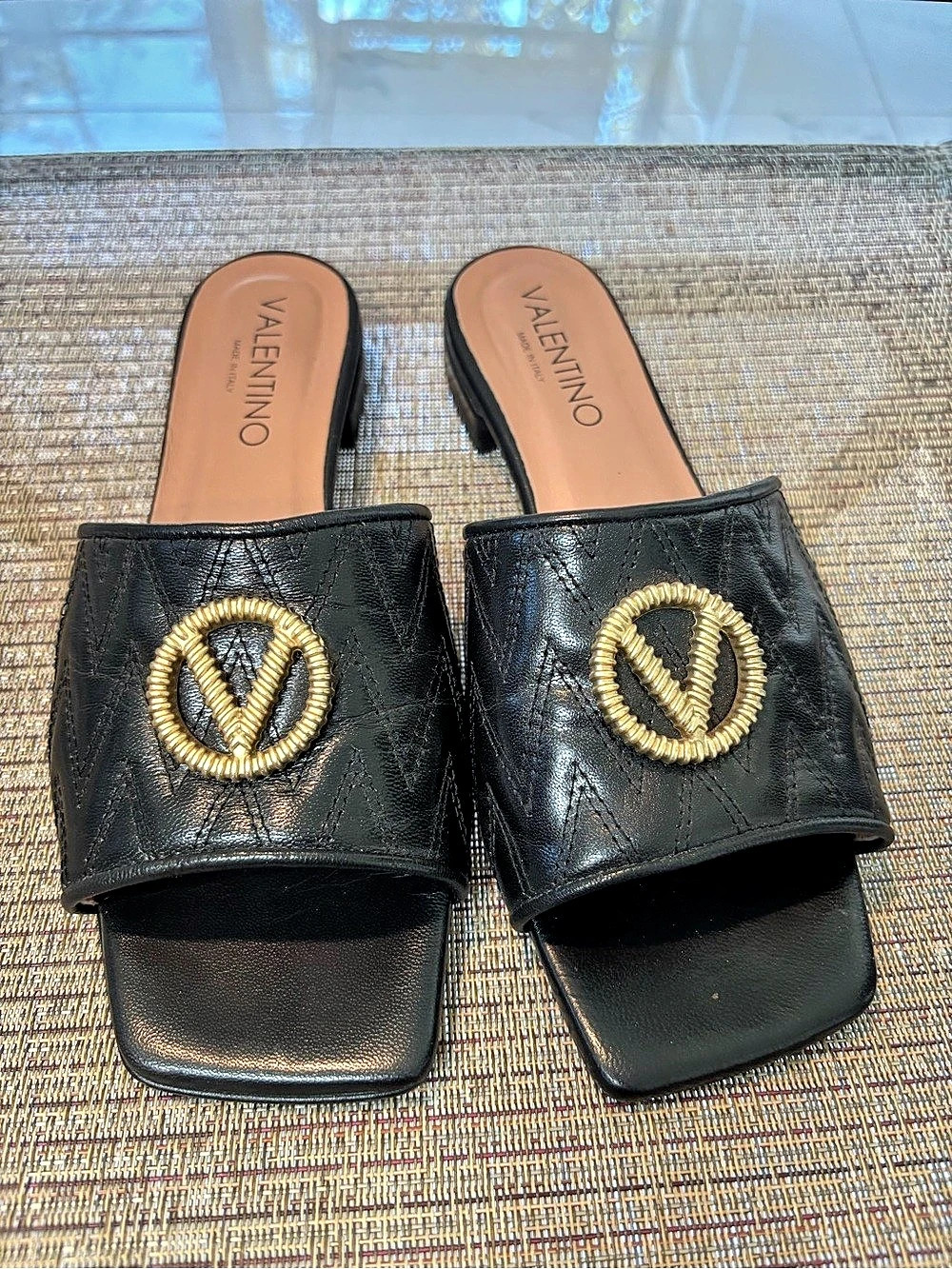 Valentino Flat Slide Sandals Black